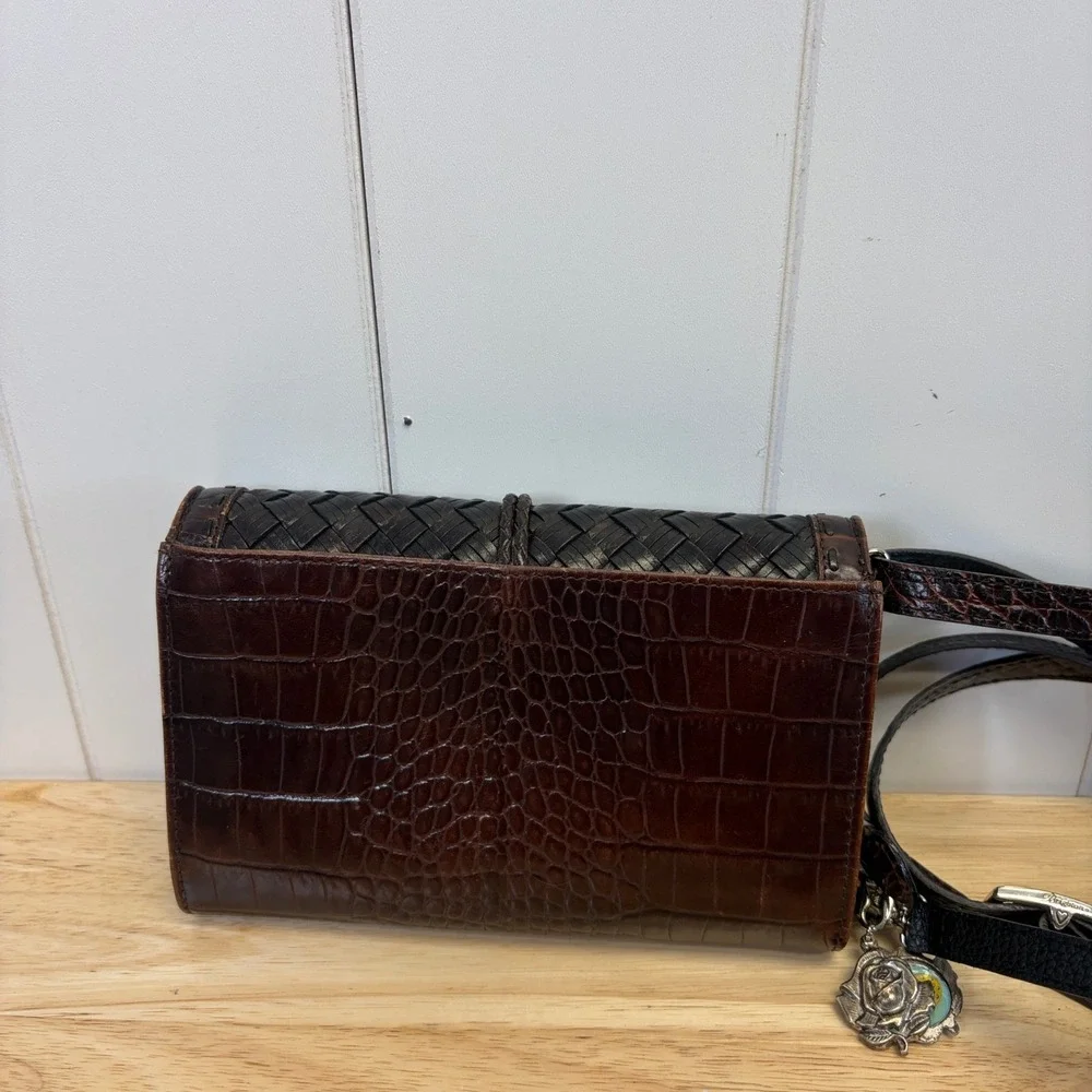 Brighton Western Woven Leather Crossbody Wallet Women Size Small Boho Cowgirl